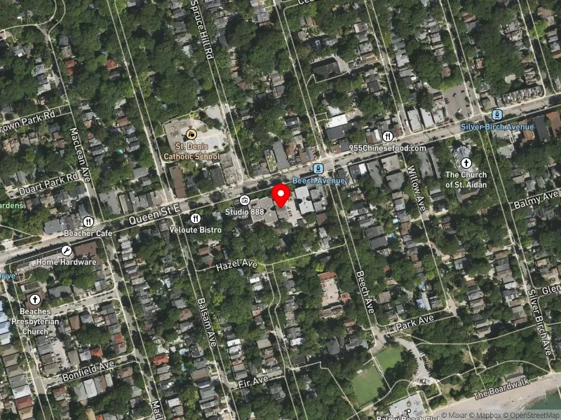 RentSafeTO apartment evaluation satellite view of 2367 QUEEN ST E in Beaches-East York, Toronto