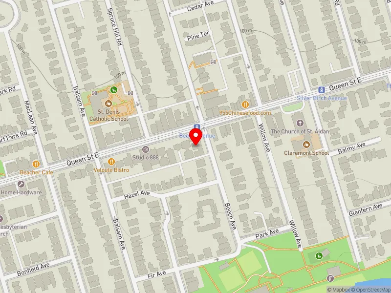 RentSafeTO apartment evaluation map view of 2373 QUEEN ST E in Beaches-East York, Toronto