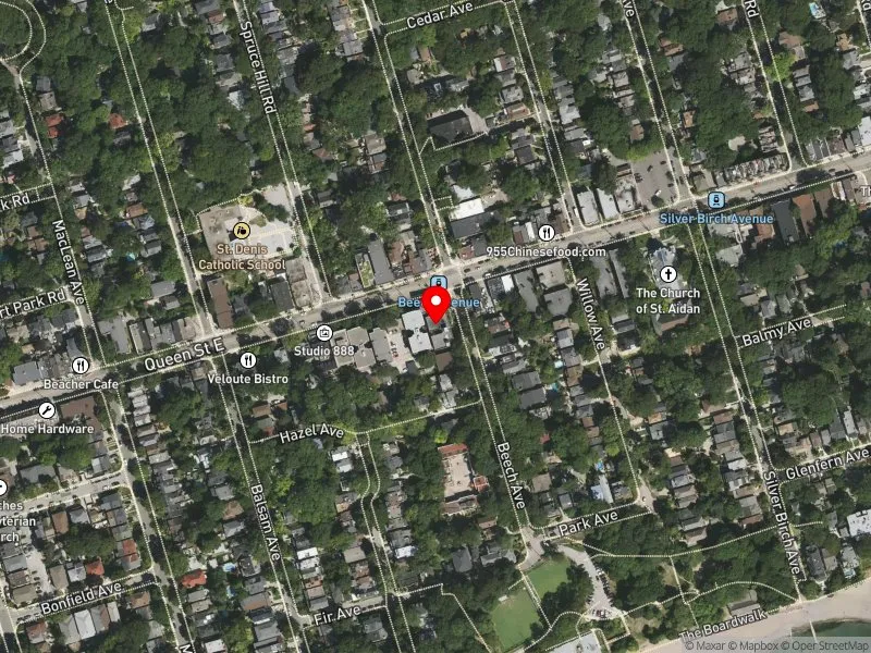 RentSafeTO apartment evaluation satellite view of 2373 QUEEN ST E in Beaches-East York, Toronto