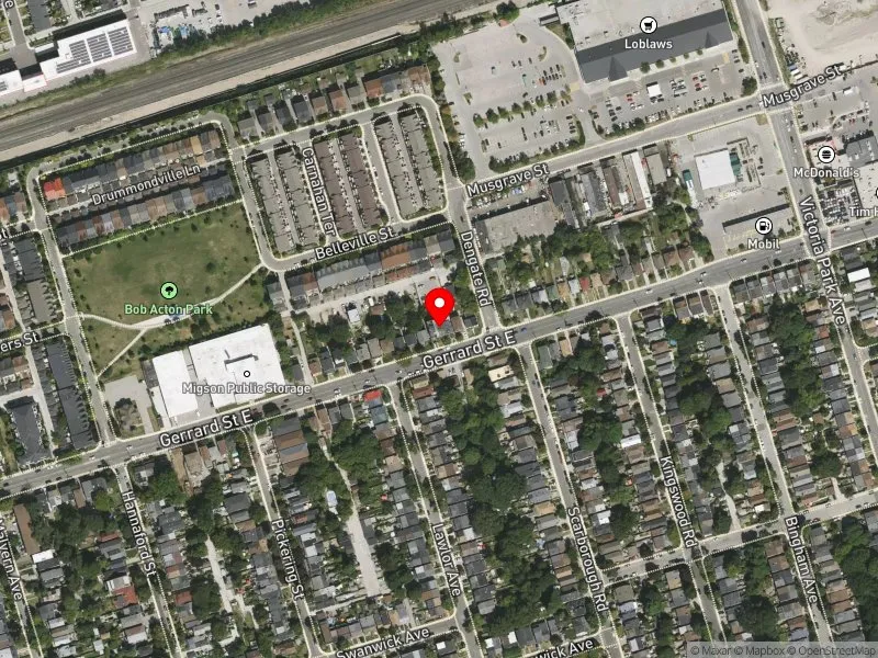 RentSafeTO apartment evaluation satellite view of 2390 GERRARD ST E in Beaches-East York, Toronto