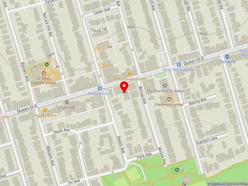RentSafeTO apartment evaluation map view of 2393 QUEEN ST E in Beaches-East York, Toronto