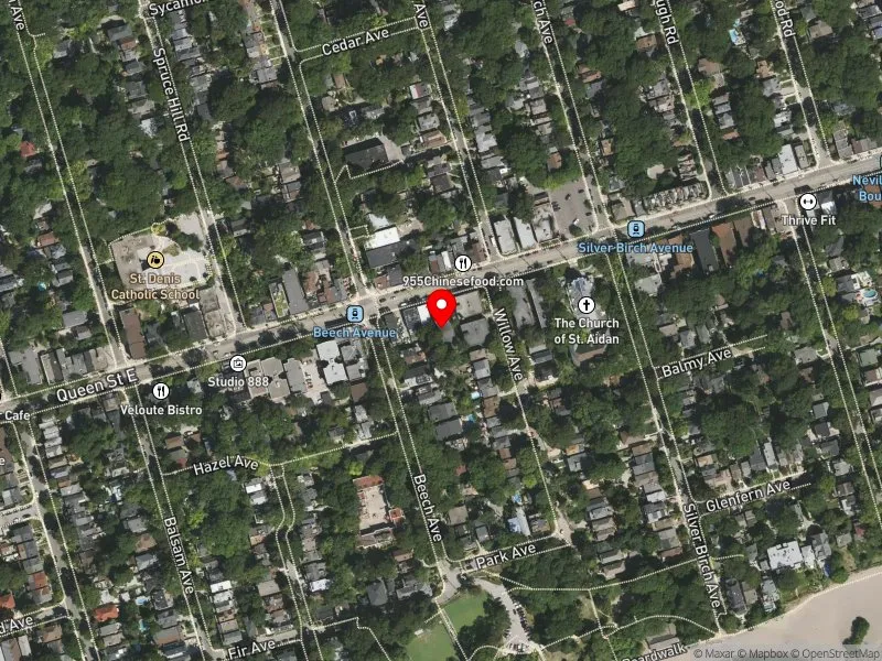 RentSafeTO apartment evaluation satellite view of 2393 QUEEN ST E in Beaches-East York, Toronto