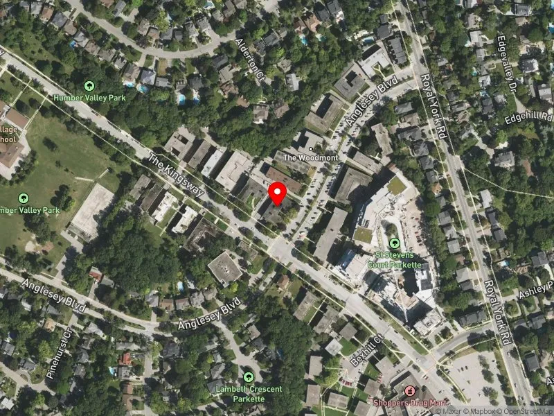 RentSafeTO apartment evaluation satellite view of 24 ANGLESEY BLVD in Etobicoke Centre, Toronto