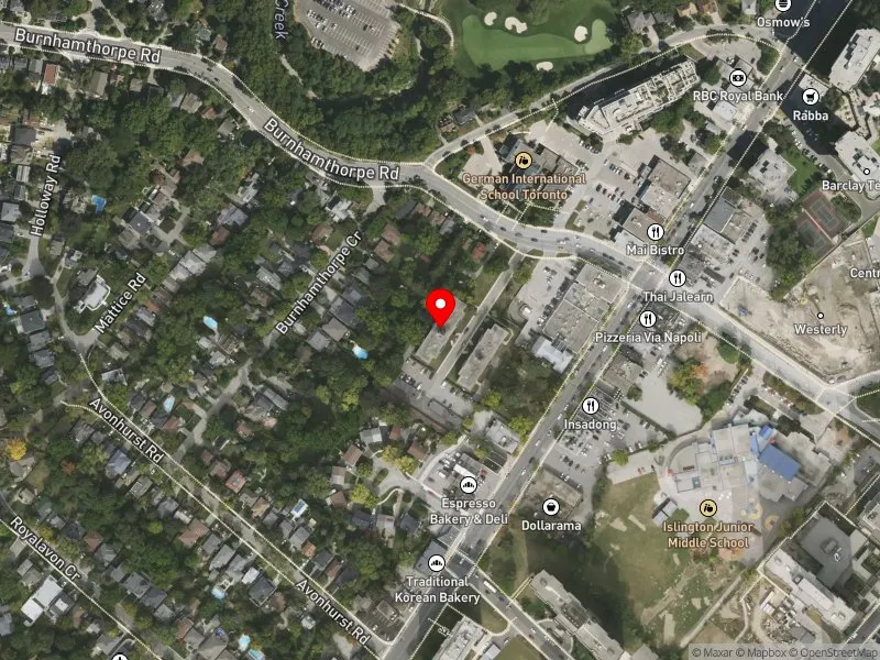 RentSafeTO apartment evaluation satellite view of 24 BURNHAMTHORPE RD in Etobicoke-Lakeshore, Toronto