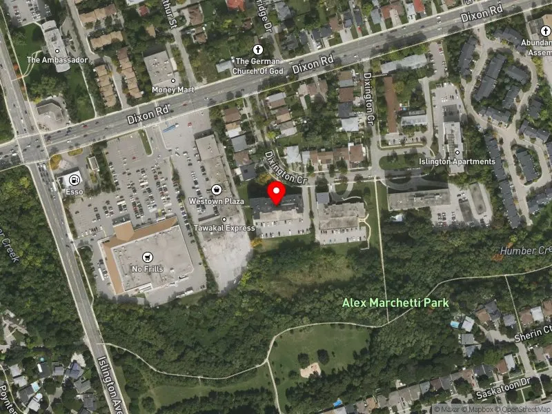 RentSafeTO apartment evaluation satellite view of 24 DIXINGTON CRES in Etobicoke Centre, Toronto