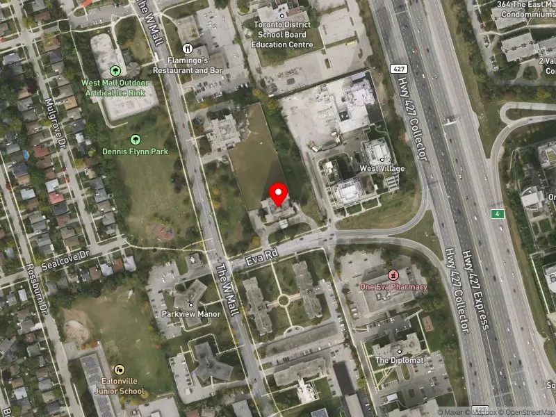 RentSafeTO apartment evaluation satellite view of 24 EVA RD in Etobicoke Centre, Toronto