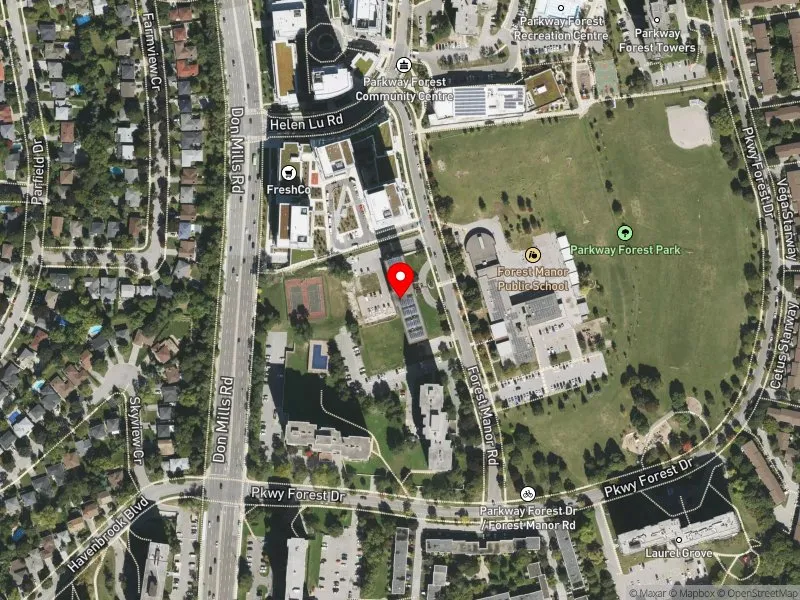 RentSafeTO apartment evaluation satellite view of 24 FOREST MANOR RD in Don Valley North, Toronto