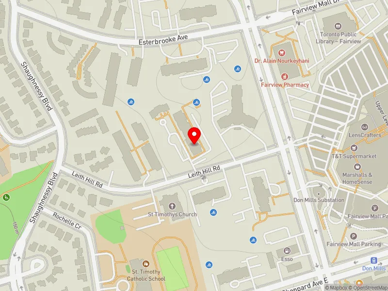 RentSafeTO apartment evaluation map view of 24 LEITH HILL RD in Don Valley North, Toronto