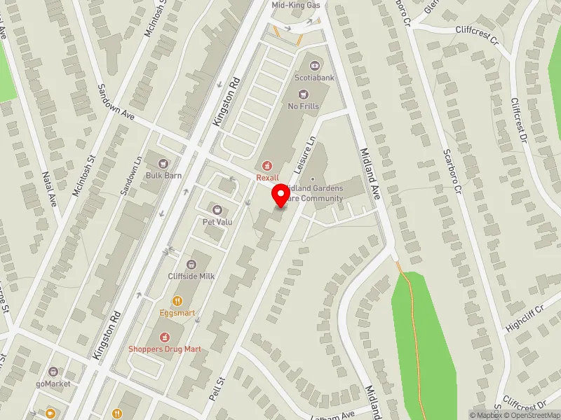 RentSafeTO apartment evaluation map view of 24 PELL ST in Scarborough Southwest, Toronto