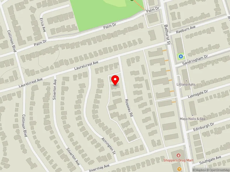RentSafeTO apartment evaluation map view of 24 ROSSEAU RD in York Centre, Toronto