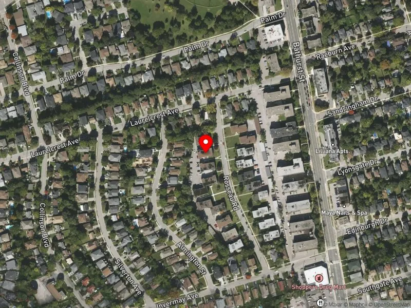 RentSafeTO apartment evaluation satellite view of 24 ROSSEAU RD in York Centre, Toronto