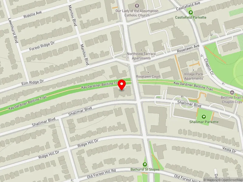RentSafeTO apartment evaluation map view of 24 SHALLMAR BLVD in Eglinton-Lawrence, Toronto