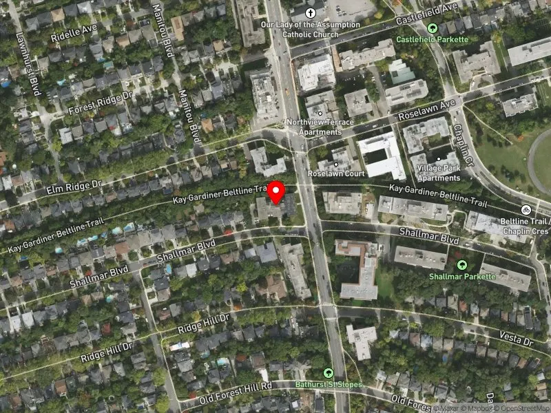 RentSafeTO apartment evaluation satellite view of 24 SHALLMAR BLVD in Eglinton-Lawrence, Toronto