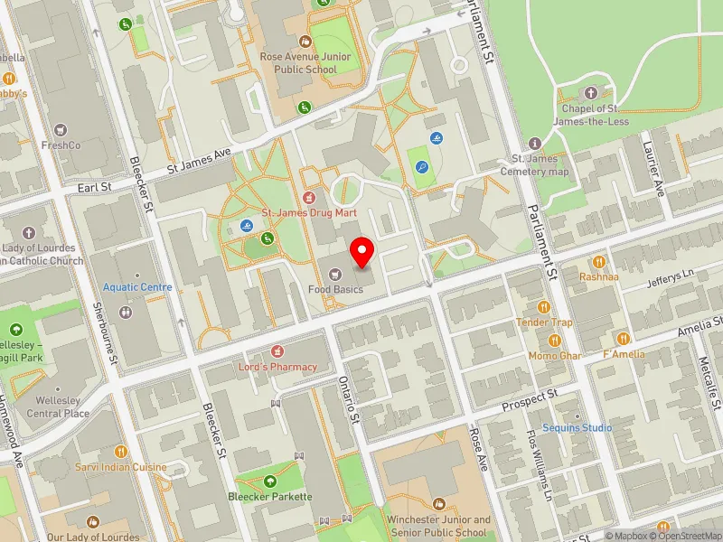 RentSafeTO apartment evaluation map view of 240 WELLESLEY ST E in Toronto Centre, Toronto