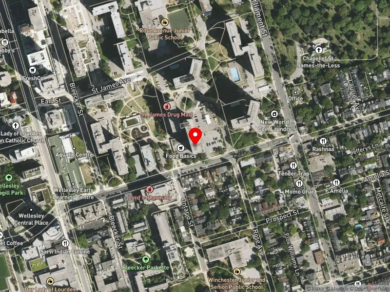RentSafeTO apartment evaluation satellite view of 240 WELLESLEY ST E in Toronto Centre, Toronto