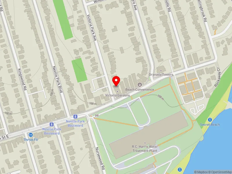 RentSafeTO apartment evaluation map view of 2400 QUEEN ST E in Scarborough Southwest, Toronto