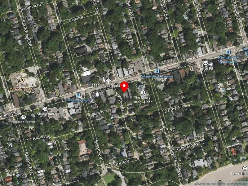 RentSafeTO apartment evaluation satellite view of 2401 QUEEN ST E in Beaches-East York, Toronto