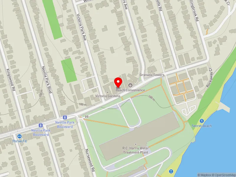 RentSafeTO apartment evaluation map view of 2404 QUEEN ST E in Scarborough Southwest, Toronto