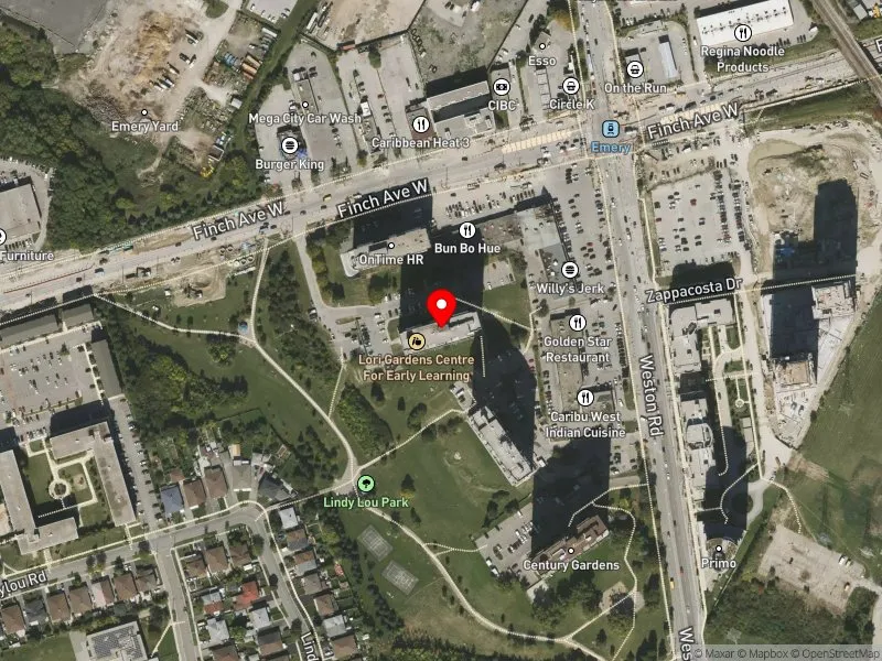 RentSafeTO apartment evaluation satellite view of 2405 FINCH AVE W in Humber River-Black Creek, Toronto