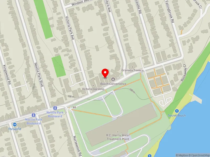 RentSafeTO apartment evaluation map view of 2406 QUEEN ST E in Scarborough Southwest, Toronto