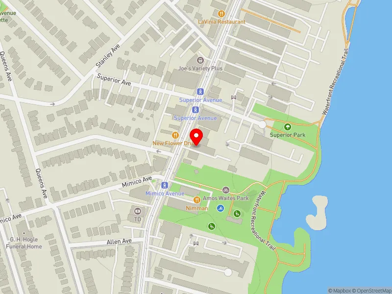 RentSafeTO apartment evaluation map view of 2407 LAKE SHORE BLVD W in Etobicoke-Lakeshore, Toronto