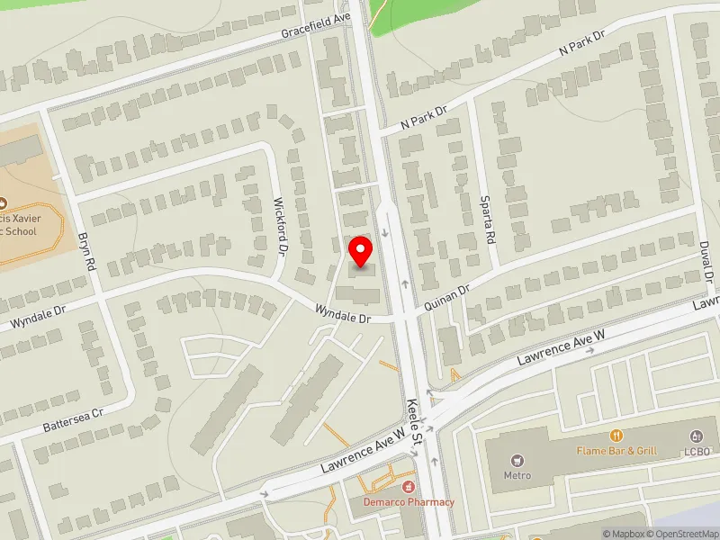 RentSafeTO apartment evaluation map view of 2418 KEELE ST in York South-Weston, Toronto