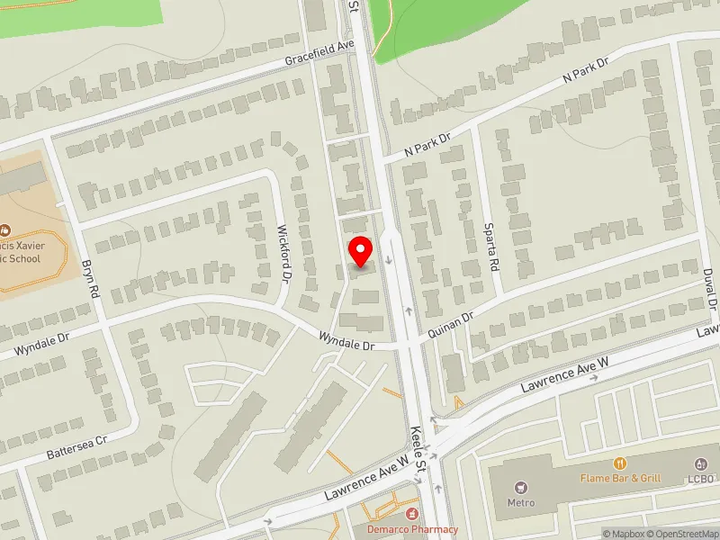 RentSafeTO apartment evaluation map view of 2420 KEELE ST in York South-Weston, Toronto