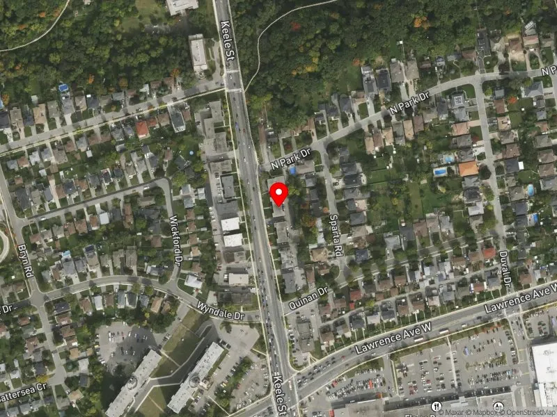 RentSafeTO apartment evaluation satellite view of 2423 KEELE ST in York South-Weston, Toronto