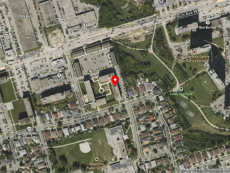 RentSafeTO apartment evaluation satellite view of 2431 FINCH AVE W in Humber River-Black Creek, Toronto
