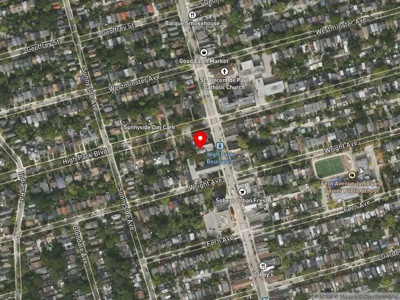 RentSafeTO apartment evaluation satellite view of 244 RONCESVALLES AVE in Parkdale-High Park, Toronto