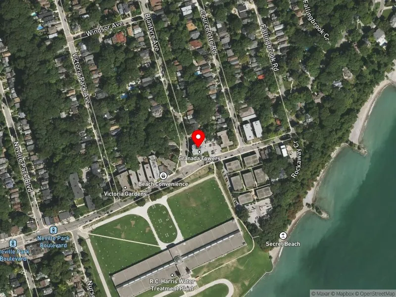 RentSafeTO apartment evaluation satellite view of 2440 QUEEN ST E in Scarborough Southwest, Toronto