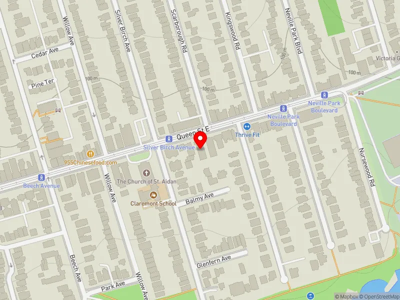 RentSafeTO apartment evaluation map view of 2449 QUEEN ST E in Beaches-East York, Toronto
