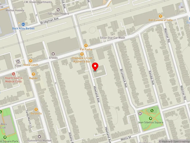 RentSafeTO apartment evaluation map view of 245 A HOWLAND AVE in University-Rosedale, Toronto