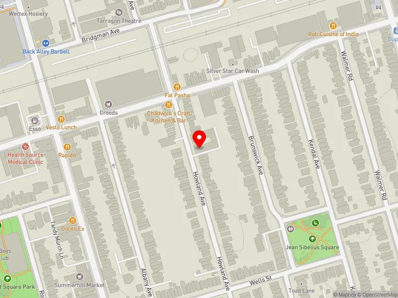 RentSafeTO apartment evaluation map view of 245 C HOWLAND AVE in University-Rosedale, Toronto