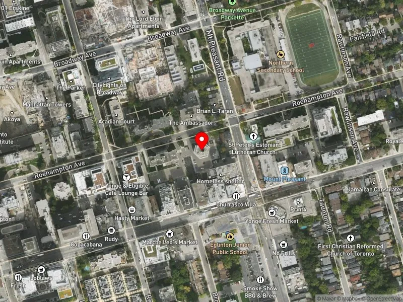 RentSafeTO apartment evaluation satellite view of 245 ROEHAMPTON AVE in Toronto-St. Paul's, Toronto