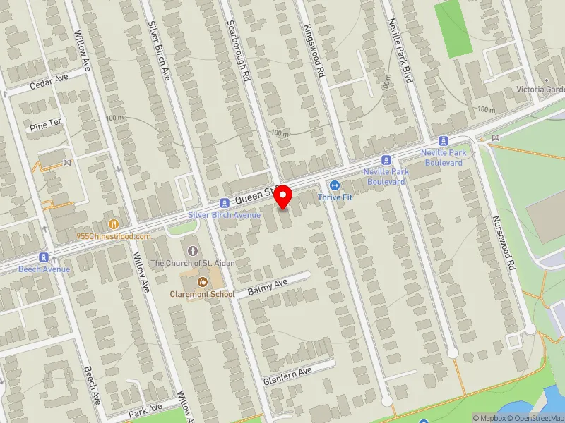 RentSafeTO apartment evaluation map view of 2451 QUEEN ST E in Beaches-East York, Toronto
