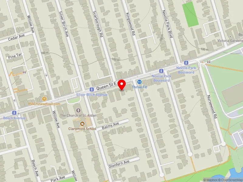 RentSafeTO apartment evaluation map view of 2453 QUEEN ST E in Beaches-East York, Toronto