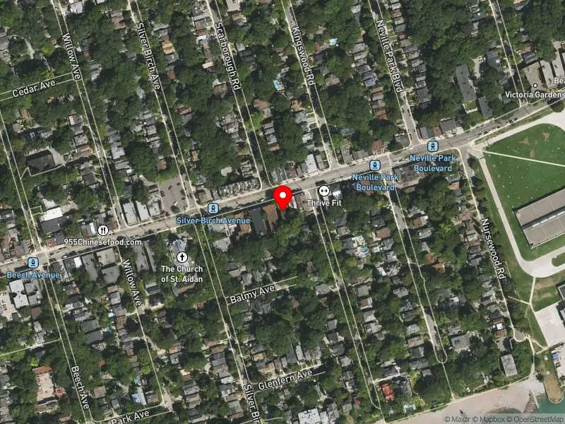 RentSafeTO apartment evaluation satellite view of 2453 QUEEN ST E in Beaches-East York, Toronto