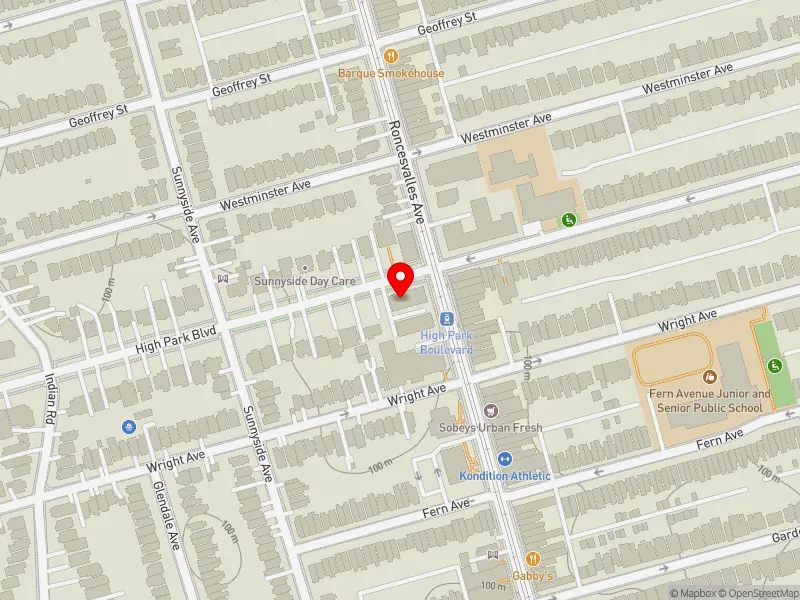 RentSafeTO apartment evaluation map view of 246 RONCESVALLES AVE in Parkdale-High Park, Toronto