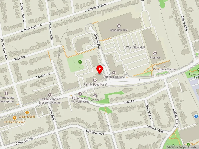 RentSafeTO apartment evaluation map view of 2468 EGLINTON AVE W in York South-Weston, Toronto
