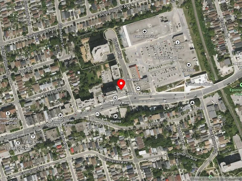 RentSafeTO apartment evaluation satellite view of 2468 EGLINTON AVE W in York South-Weston, Toronto