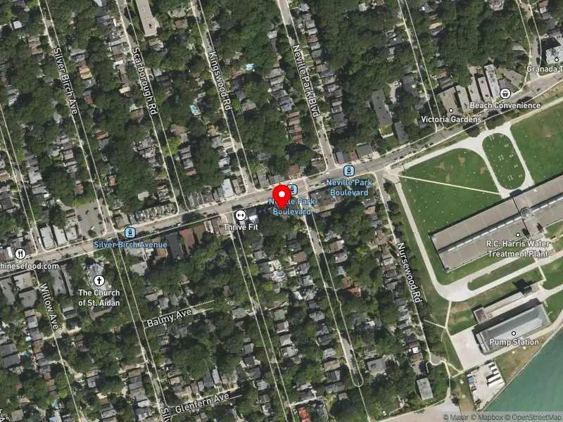 RentSafeTO apartment evaluation satellite view of 2477 QUEEN ST E in Beaches-East York, Toronto