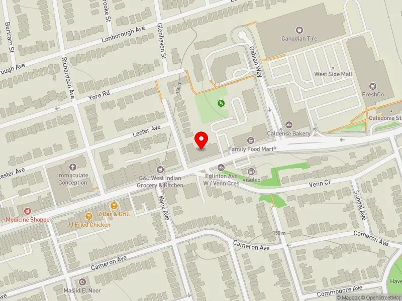 RentSafeTO apartment evaluation map view of 2480 EGLINTON AVE W in York South-Weston, Toronto