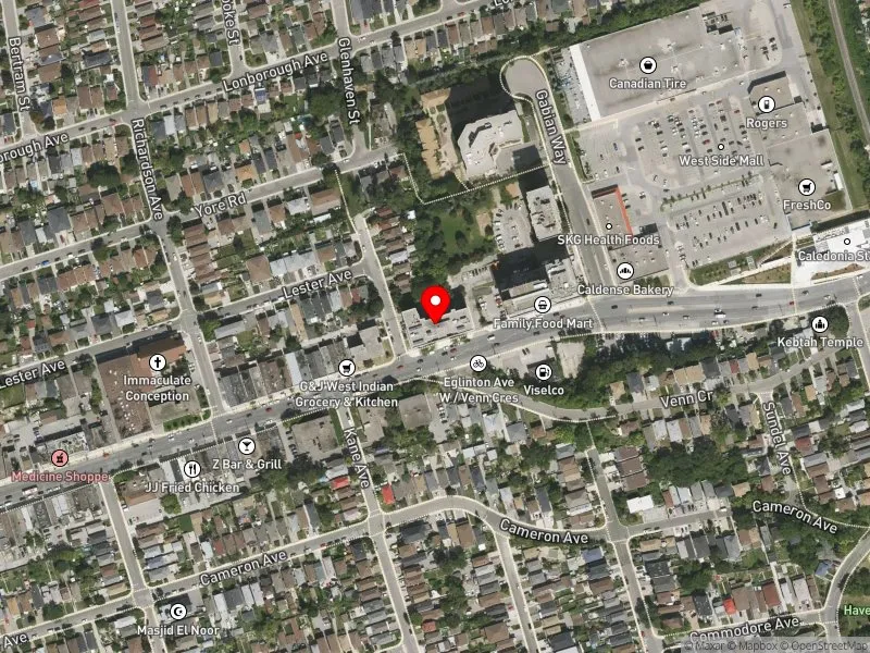 RentSafeTO apartment evaluation satellite view of 2480 EGLINTON AVE W in York South-Weston, Toronto