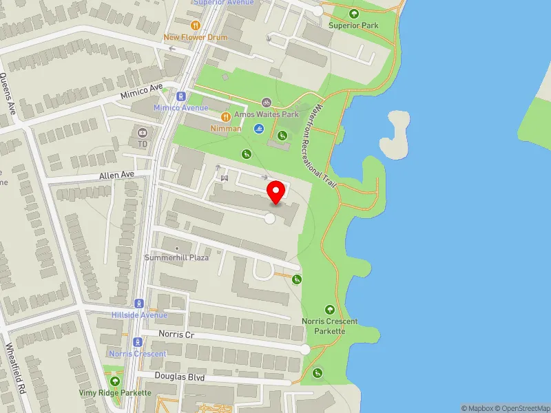 RentSafeTO apartment evaluation map view of 2493 LAKE SHORE BLVD W in Etobicoke-Lakeshore, Toronto