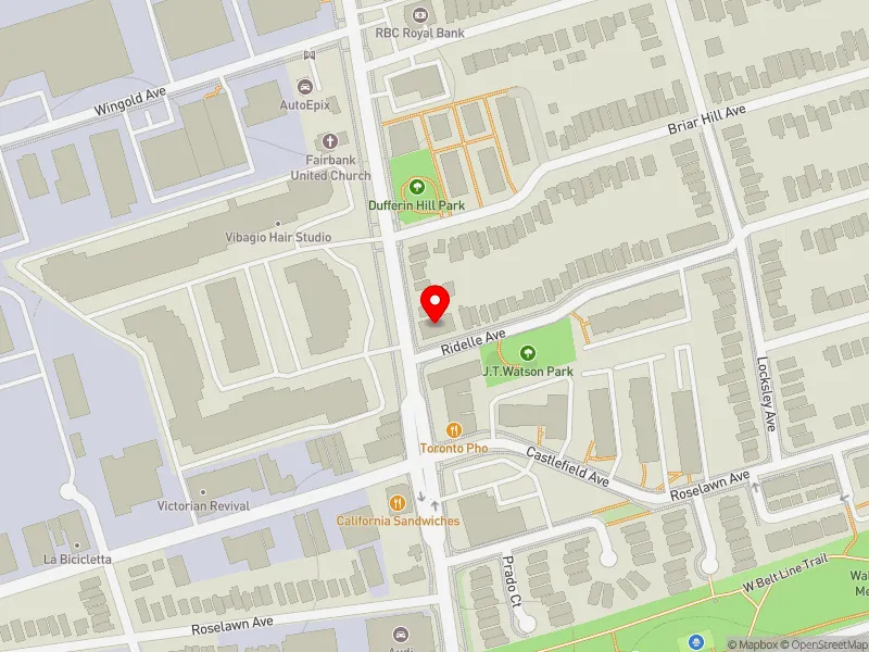 RentSafeTO apartment evaluation map view of 2495 DUFFERIN ST in Eglinton-Lawrence, Toronto