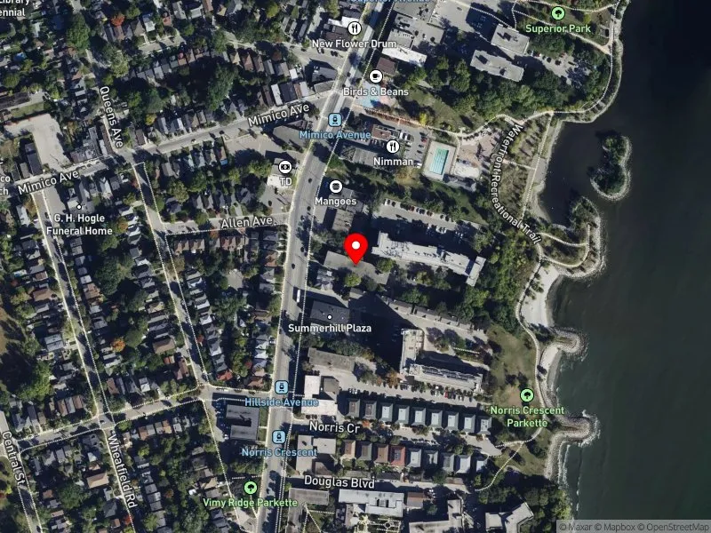 RentSafeTO apartment evaluation satellite view of 2495 LAKE SHORE BLVD W in Etobicoke-Lakeshore, Toronto