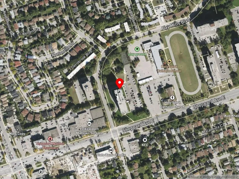 RentSafeTO apartment evaluation satellite view of 25 BAY MILLS BLVD in Scarborough-Agincourt, Toronto