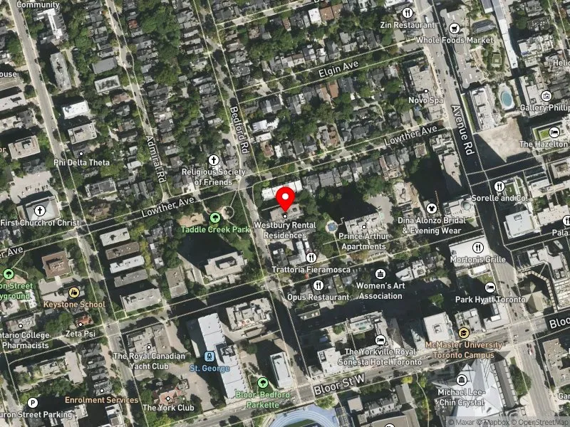 RentSafeTO apartment evaluation satellite view of 25 BEDFORD RD in University-Rosedale, Toronto