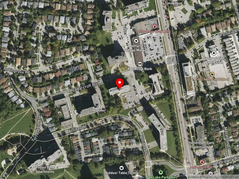RentSafeTO apartment evaluation satellite view of 25 CEDARCROFT BLVD in York Centre, Toronto
